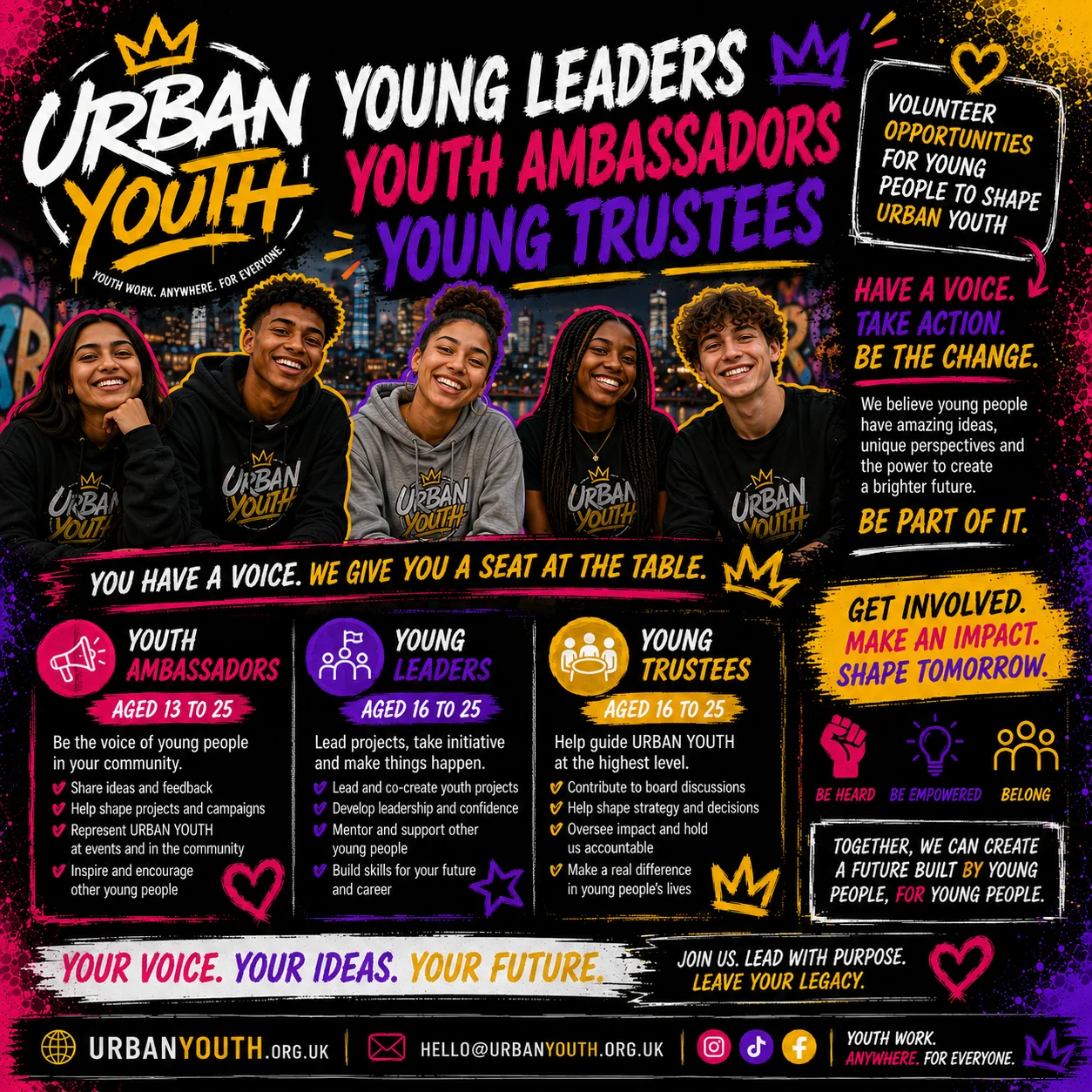 Urban Youth youth ambassador and young trustee campaign artwork